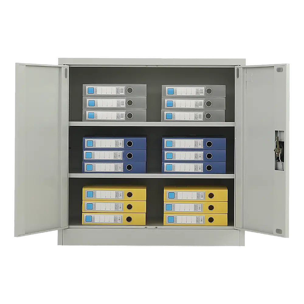 Two-Door Metal Short Cabinet Shelf Storage for Home Office Gym - Furniture > Office