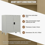Two-Door Metal Short Cabinet Shelf Storage for Home Office Gym - Furniture > Office