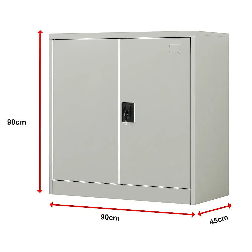 Two-Door Metal Short Cabinet Shelf Storage for Home Office Gym - Furniture > Office