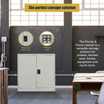 Two-Door Metal Short Cabinet Shelf Storage for Home Office Gym - Furniture > Office