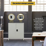 Two-Door Metal Short Cabinet Shelf Storage for Home Office Gym - Furniture > Office
