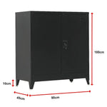 Two-Door Metal Short Cabinet Shelf Storage for Home Office Gym - Furniture > Office
