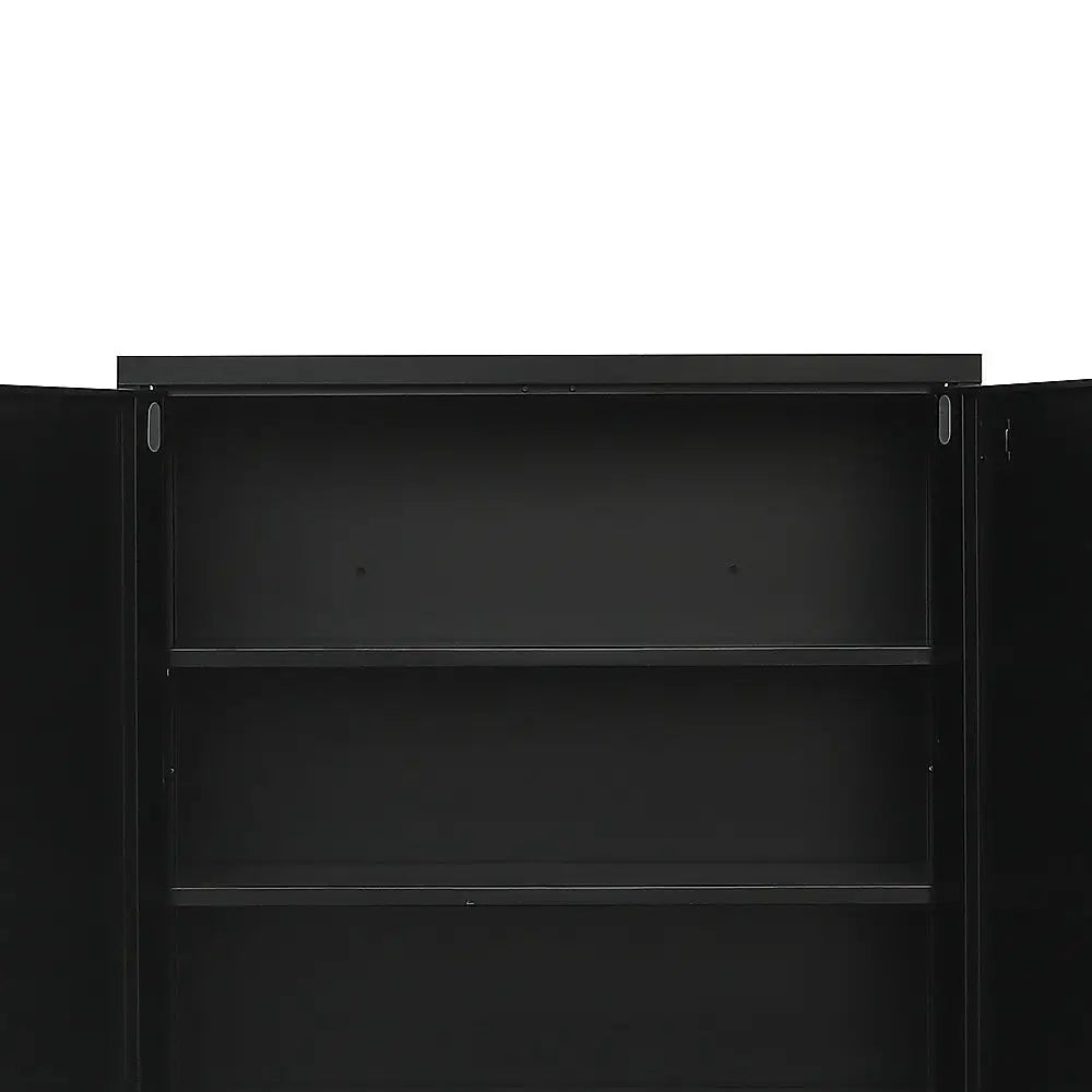 Two-Door Metal Short Cabinet Shelf Storage for Home Office Gym - Furniture > Office