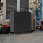 Two-Door Metal Short Cabinet Shelf Storage for Home Office Gym - Furniture > Office