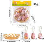 Two Rabbits Five Sets Of Six Each Easter Egg Hanging Ornament Set with Creative Woven Basket - Festive Decor for Home