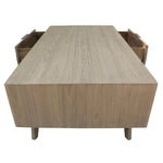 Tyler 130cm Coffee Table 2 Drawer Solid Acacia Timber Brushed Smoke - Furniture > Living Room