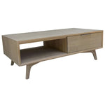 Tyler 130cm Coffee Table 2 Drawer Solid Acacia Timber Brushed Smoke - Furniture > Living Room