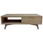 Tyler 130cm Coffee Table 2 Drawer Solid Acacia Timber Brushed Smoke - Furniture > Living Room