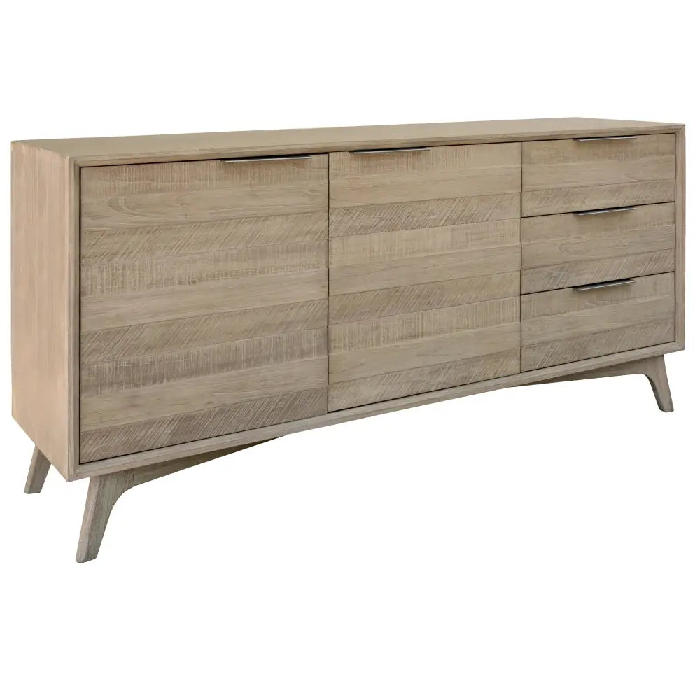 Tyler 166cm Buffet Table 2 Door 3 Drawer Solid Acacia Timber Brushed Smoke - Furniture > Living Room