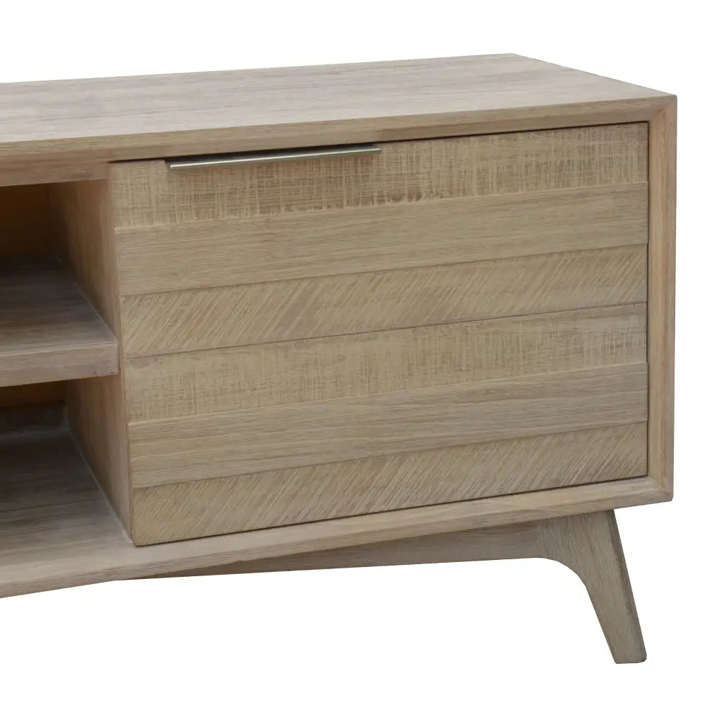 Tyler 166cm ETU Entertainment TV Unit 2 Door Solid Acacia Timber Brushed Smoke - Furniture > Living Room