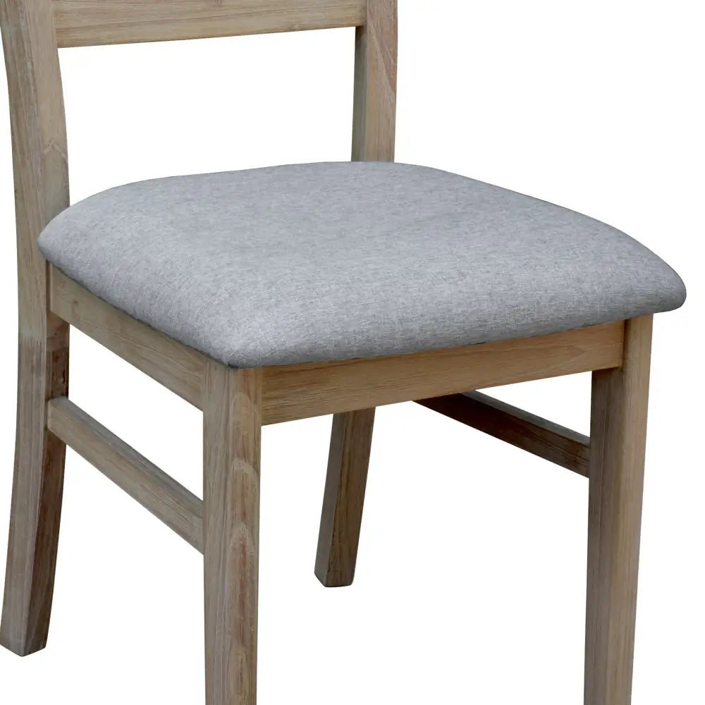 Tyler 2pc Set Dining Chair Fabric Seat Solid Acacia Timber Wood Brushed Smoke - Furniture > Dining