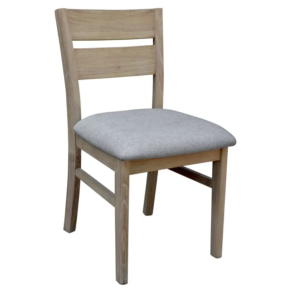 Tyler 2pc Set Dining Chair Fabric Seat Solid Acacia Timber Wood Brushed Smoke - Furniture > Dining