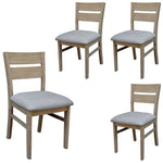 Tyler 4pc Set Dining Chair Fabric Seat Solid Acacia Timber Wood Brushed Smoke - Furniture > Dining