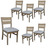 Tyler 6pc Set Dining Chair Fabric Seat Solid Acacia Timber Wood Brushed Smoke - Furniture > Dining