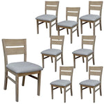 Tyler 8pc Set Dining Chair Fabric Seat Solid Acacia Timber Wood Brushed Smoke - Furniture > Dining