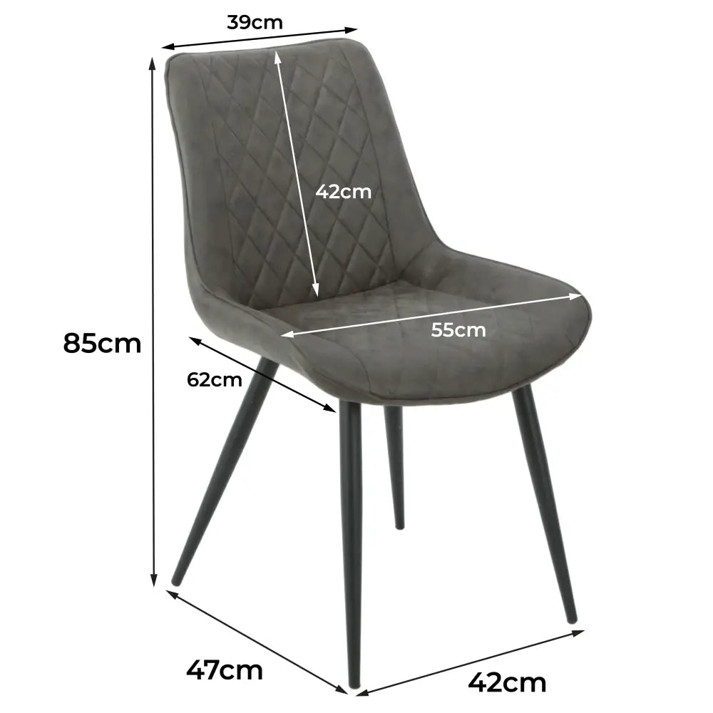 Tyler Fabric Chair (Set of 2) - Grey - Furniture > Dining > Kitchen & Dining Chairs
