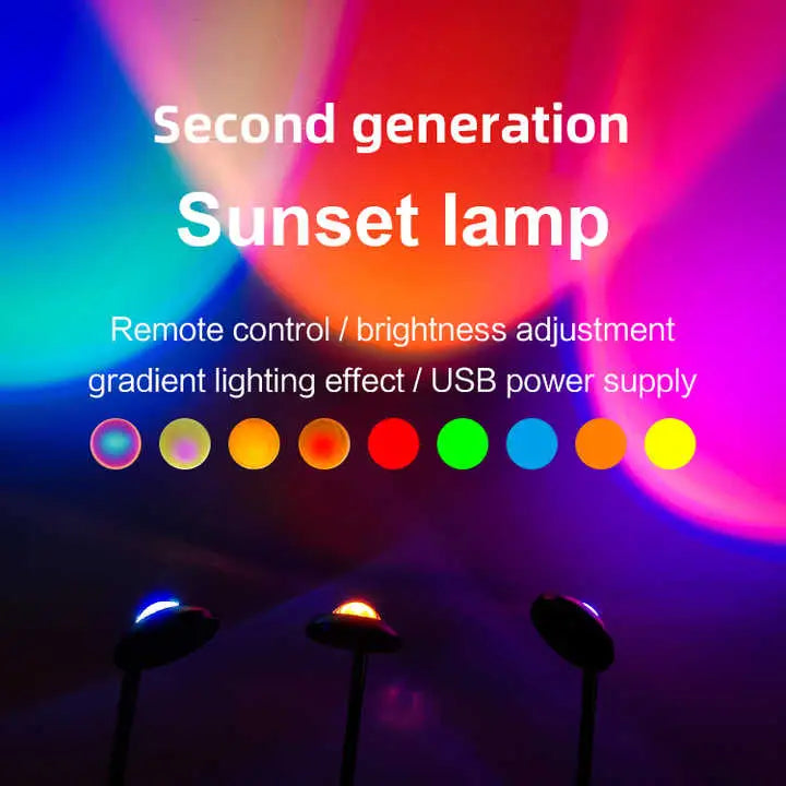UFO RGB Sunset Projection Lamp with 16 Colors and Remote Control - Black - Home & Garden > Lighting > Night Lights &