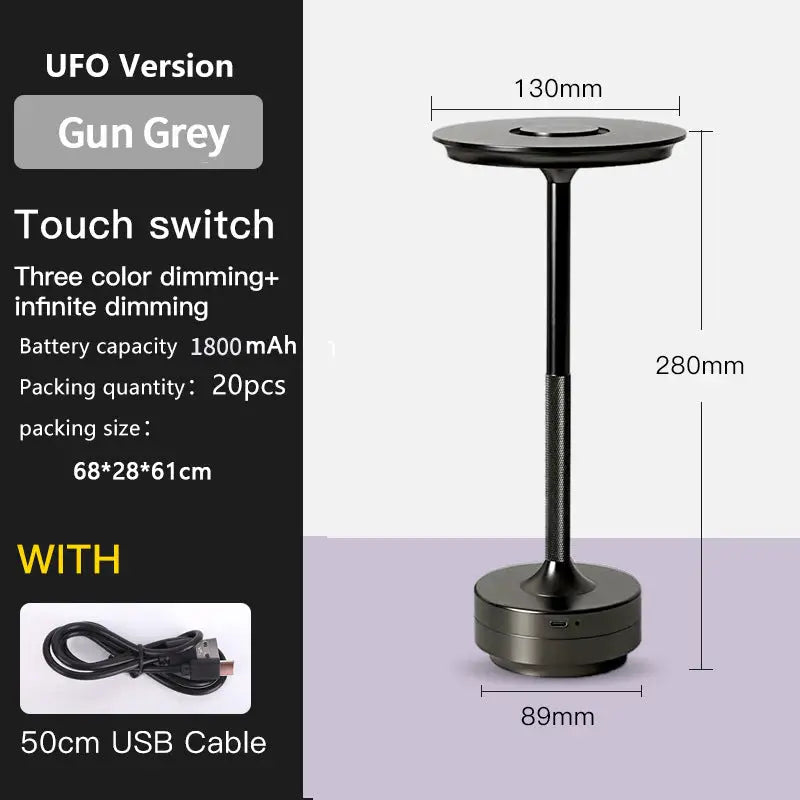 UFO Version LED Desk Lamp - Gunmetal Gray Touch Switch with Dimming and USB Cable - Home & Garden > Lighting > Table