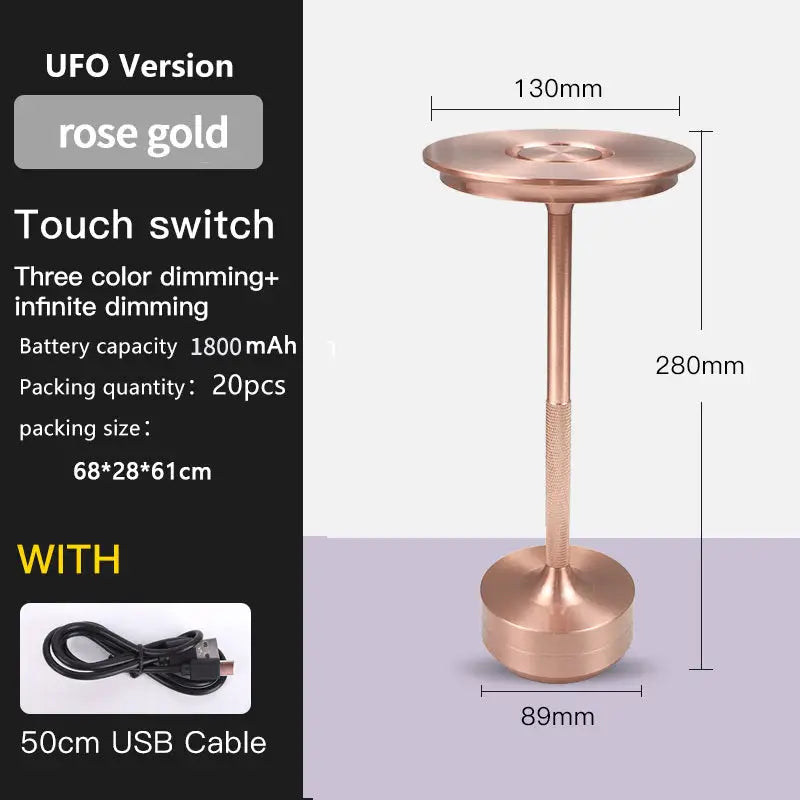 UFO Version LED Desk Lamp - Rose Gold Touch Switch with Dimming and USB Cable - Home & Garden > Lighting > Table Lamps