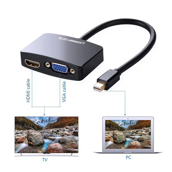 UGreen 4K Mini DisplayPort to HDMI / VGA Adapter - Black (10439) - Audio & Video > TV Accessories