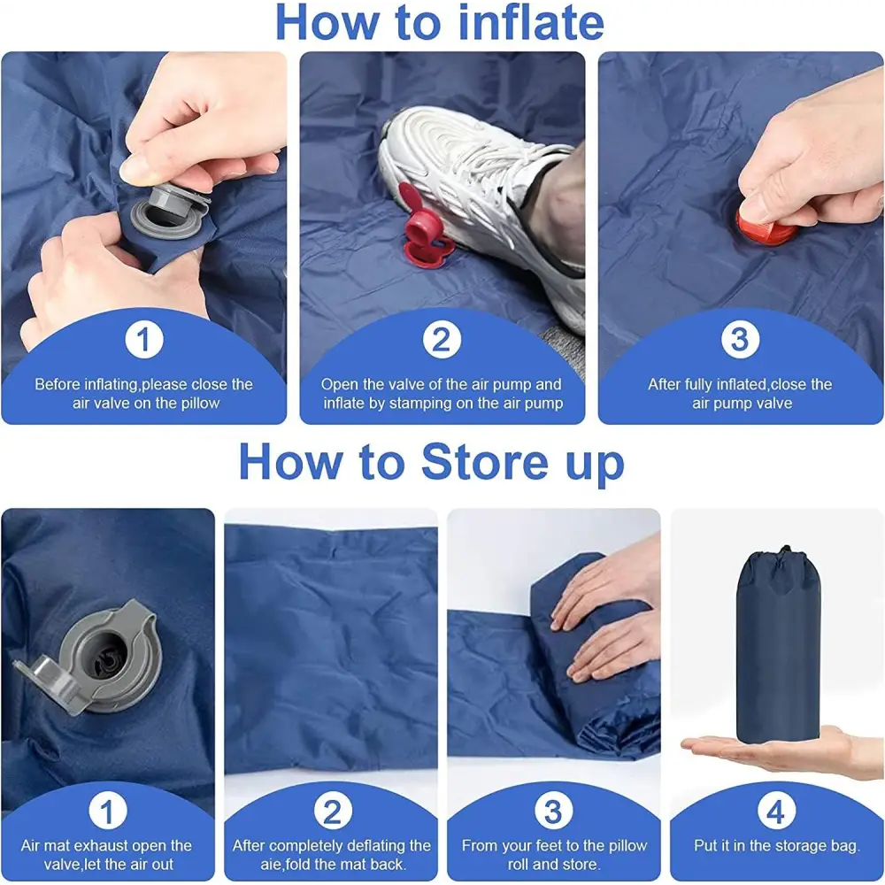 Ultralight Inflatable Camping Sleeping Pad with Pillow for Travelling and Hiking - Home & Garden > Inflatable Mattress