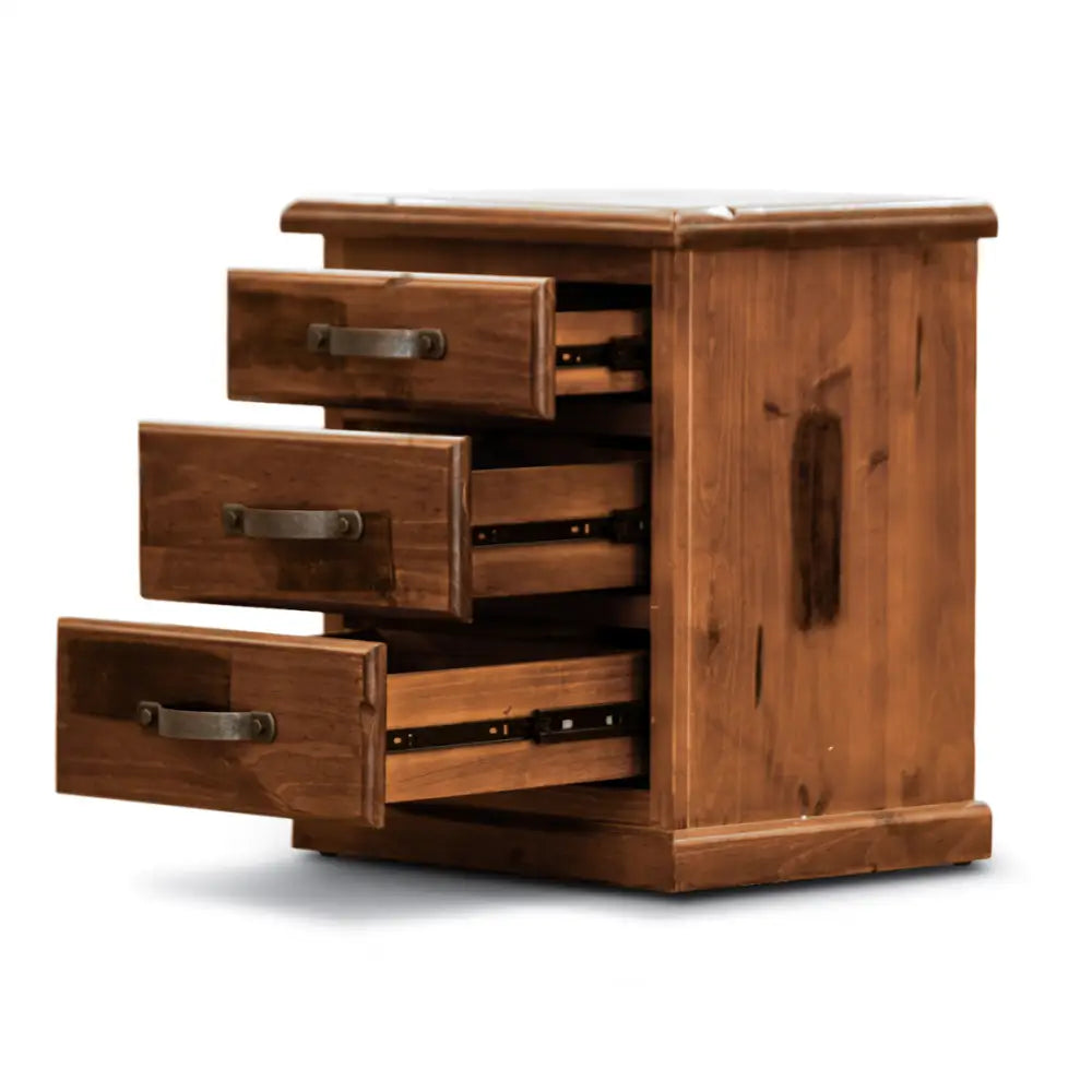 Umber Bedside Tables 3 Drawers Storage Cabinet Shelf Side End Table - Dark Brown - Furniture > Bedroom