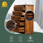 Umber Tallboy 6 Chest of Drawers Solid Pine Wood Storage - Dark Brown - Furniture > Bedroom