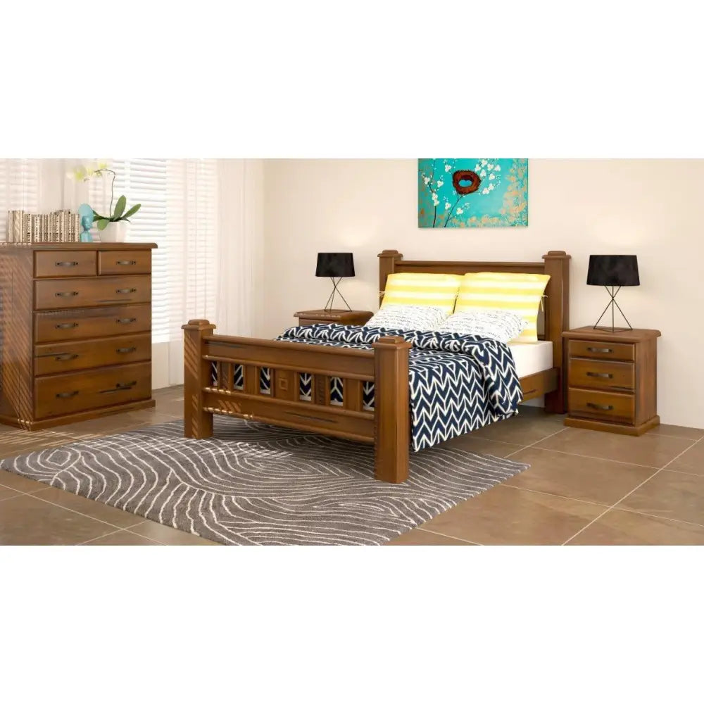 Umber Tallboy 6 Chest of Drawers Solid Pine Wood Storage - Dark Brown - Furniture > Bedroom