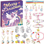 Unicorn-Themed Jewelry Advent Calendar - DIY Bracelets Charms and Accessories Gift Set - Occasions > Christmas >