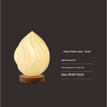 Unique Pleated Design Table Lamp - 3D Printed Washable Shade Wooden Base Adjustable LED (Small peach) - Home & Garden >
