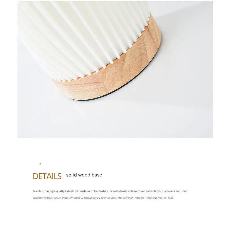 Unique Pleated Design Table Lamp - 3D Printed Washable Shade Wooden Base Adjustable LED (Four-star rotation) - Home &