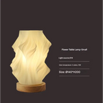 Unique Pleated Design Table Lamp - 3D Printed Washable Shade Wooden Base Adjustable LED (Flowers) - Home & Garden >