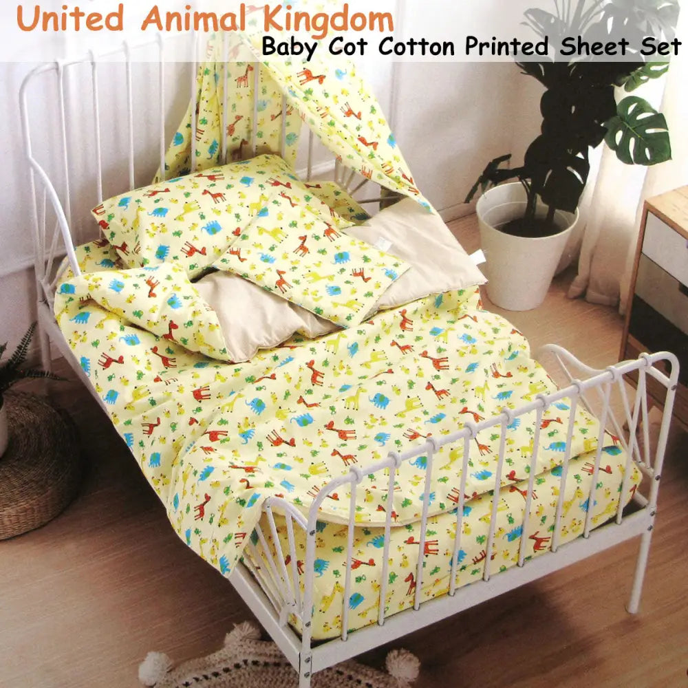 United Animal Kingdom Baby 100% Cotton Printed Sheet Set Cot Size - Home & Garden > Bedding