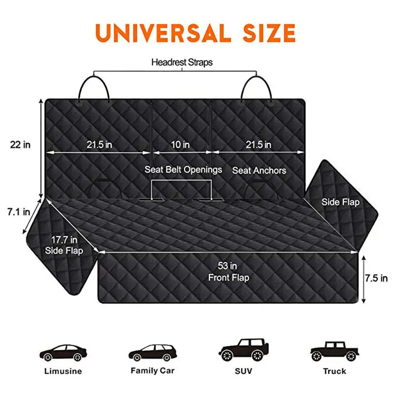 Universal Waterproof Dog Car Seat Cover with Non-Slip Backing - Pet Travel Protection Mat - Pet Care > Dog Supplies >