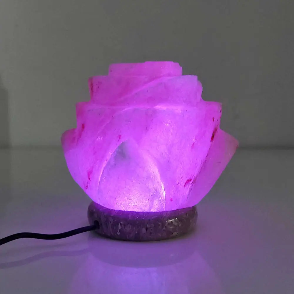 USB Colour Changing Salt Himalayan Lamp - Flower Shape Pink Rock LED Light - Home & Garden > Lighting > Table Lamps
