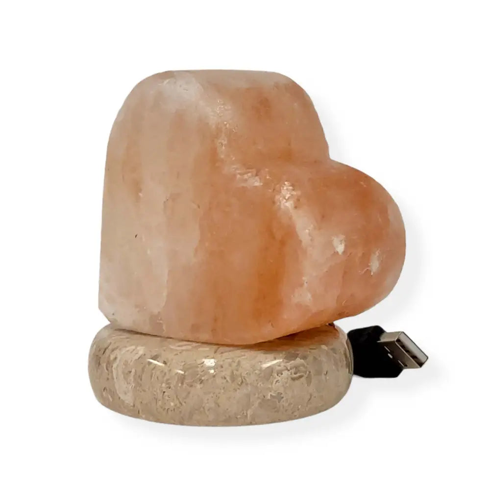USB Himalayan Salt Lamp - Heart Love Carved Shape Pink Crystal Rock LED Light - Home & Garden > Lighting