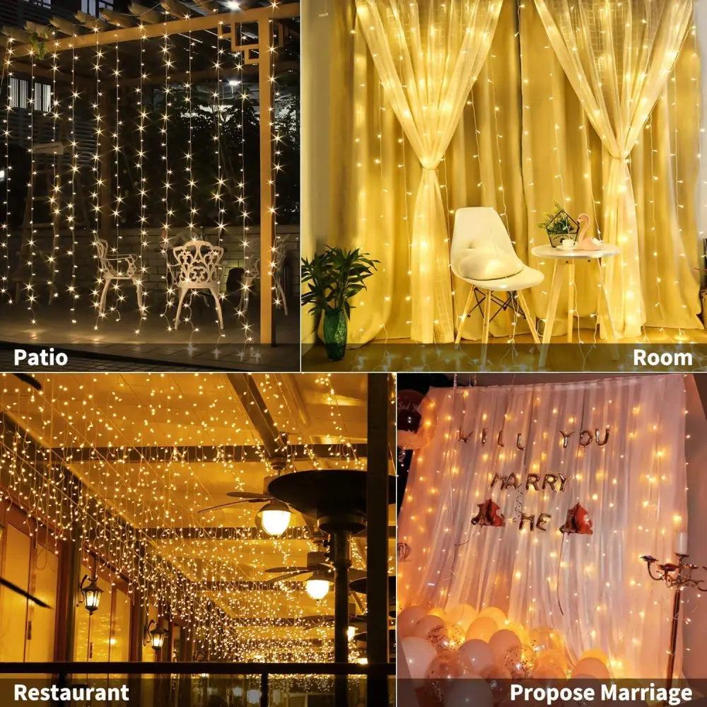 USB Powered 300 LED Curtain String Light with 8 Modes and Remote Control for Bedroom Party Wedding Decorations - Home &
