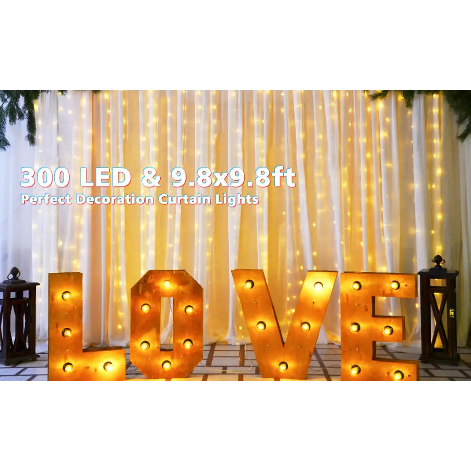 USB Powered 300 LED Curtain String Light with 8 Modes and Remote Control for Bedroom Party Wedding Decorations - Home &