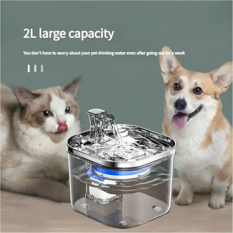 USB Powered Pet Water Fountain with Filter Starter Kit (2L Capacity) - Pet Care > Cat Supplies > Cat Bowls Feeders &