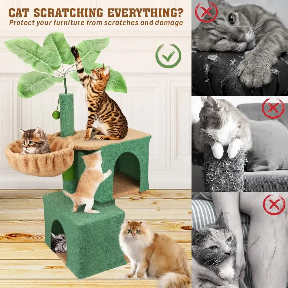 VaKa 1.1M Cat Tree Scratching Post Palm Tree Cat Post Dangling Balls Cat Toy - Pet Care > Cat Supplies > Cat Scratching