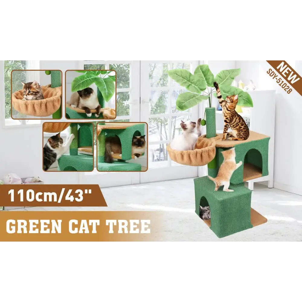 VaKa 1.1M Cat Tree Scratching Post Palm Tree Cat Post Dangling Balls Cat Toy - Pet Care > Cat Supplies > Cat Scratching