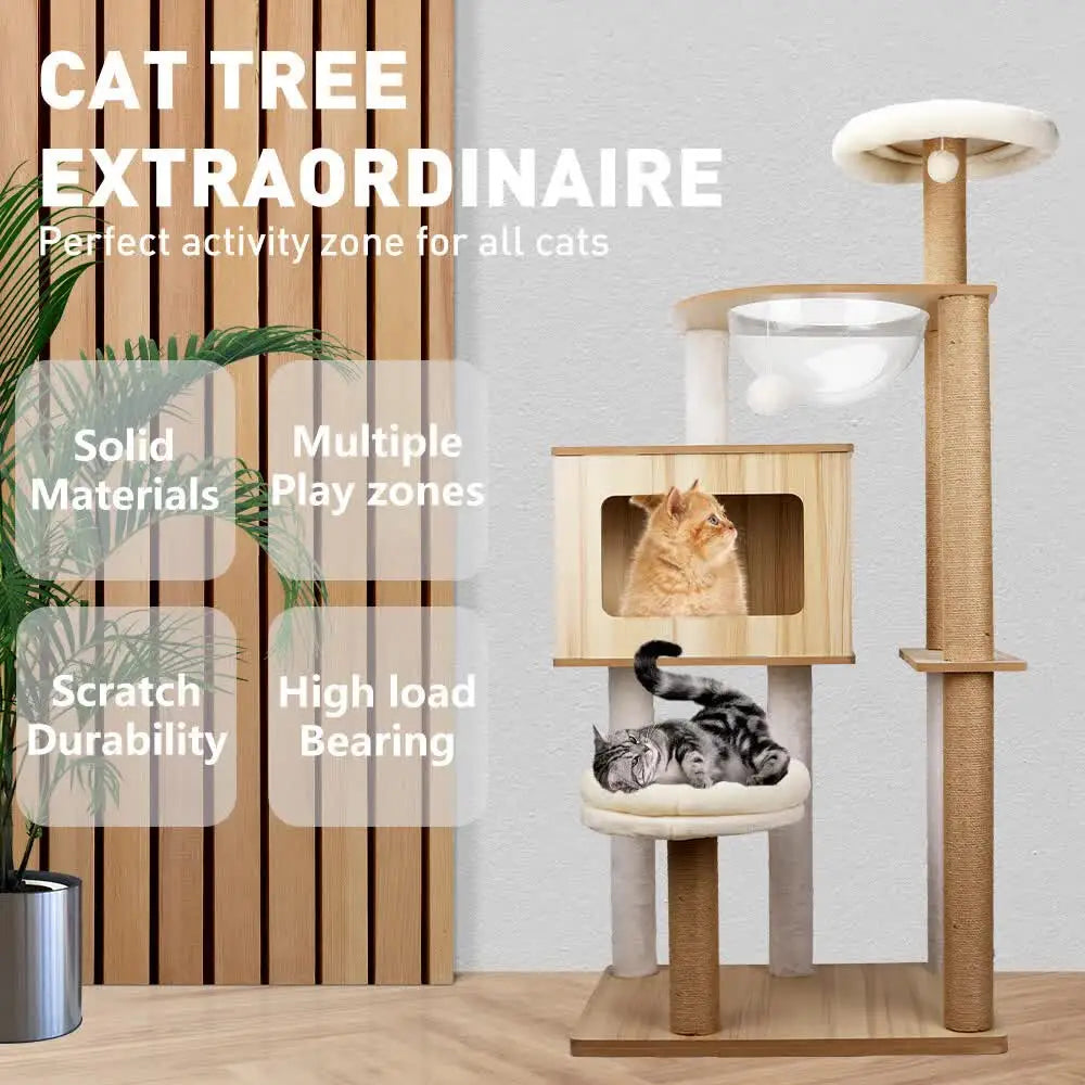 VaKa 1.42M Cat Tree Tower Scratching Post Scratcher Cats Condo House Bed Furniture - Pet Care > Cat Supplies > Cat