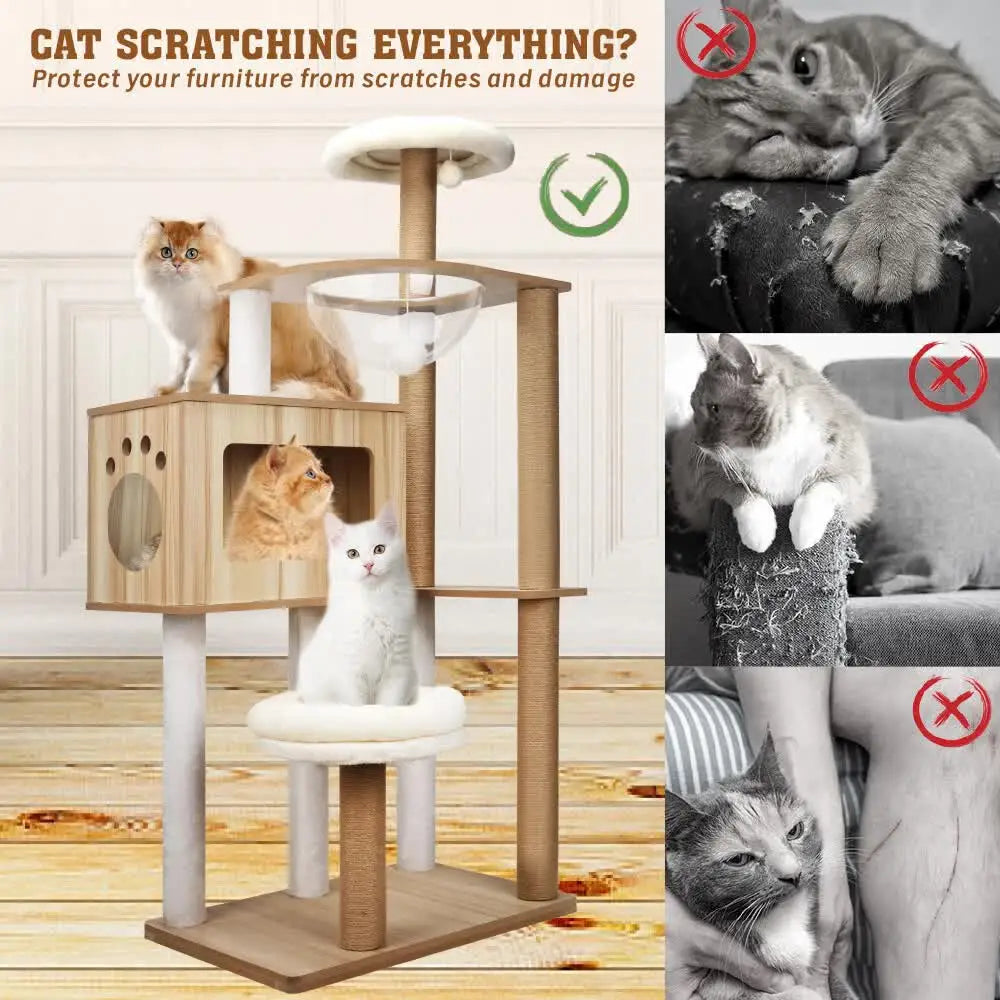 VaKa 1.42M Cat Tree Tower Scratching Post Scratcher Cats Condo House Bed Furniture - Pet Care > Cat Supplies > Cat