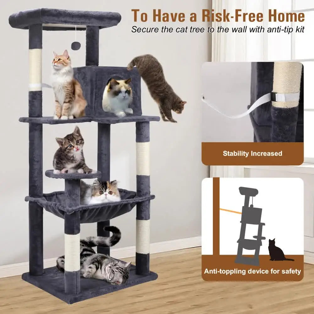 VaKa 143cm Cat Tree Scratching Post Scratcher Tower Condo House Furniture Wood - Pet Care > Cat Supplies > Cat