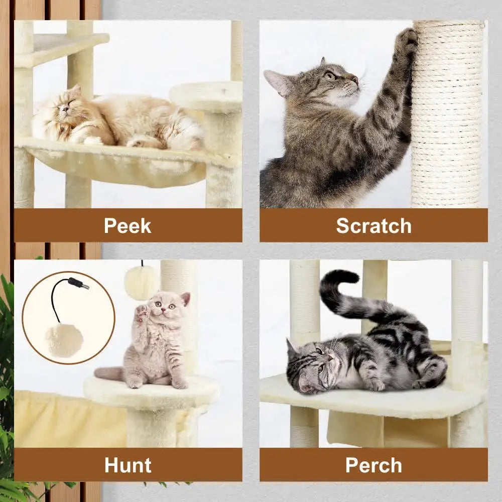 VaKa 184cm Road Cat Tree Tower Scratching Post Scratcher Condo with Big Hammock - Pet Care > Cat Supplies > Cat