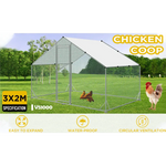 VaKa 3x2x1.95m Metal Walk-in Chicken Coop Rabbit Hutch Cage Hen House Chook Au - Pet Care > Coops & Hutches > Small