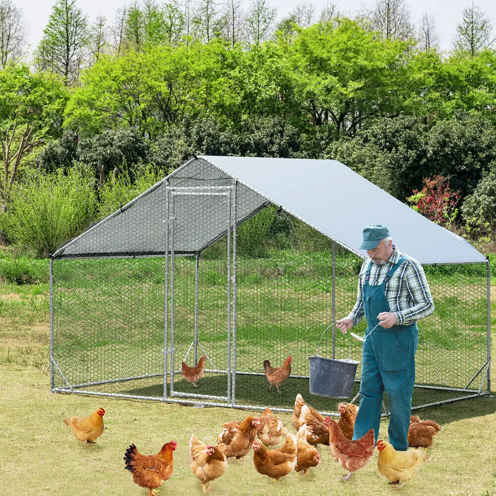 VaKa 3x2x1.95m Metal Walk-in Chicken Coop Rabbit Hutch Cage Hen House Chook Au - Pet Care > Coops & Hutches > Small