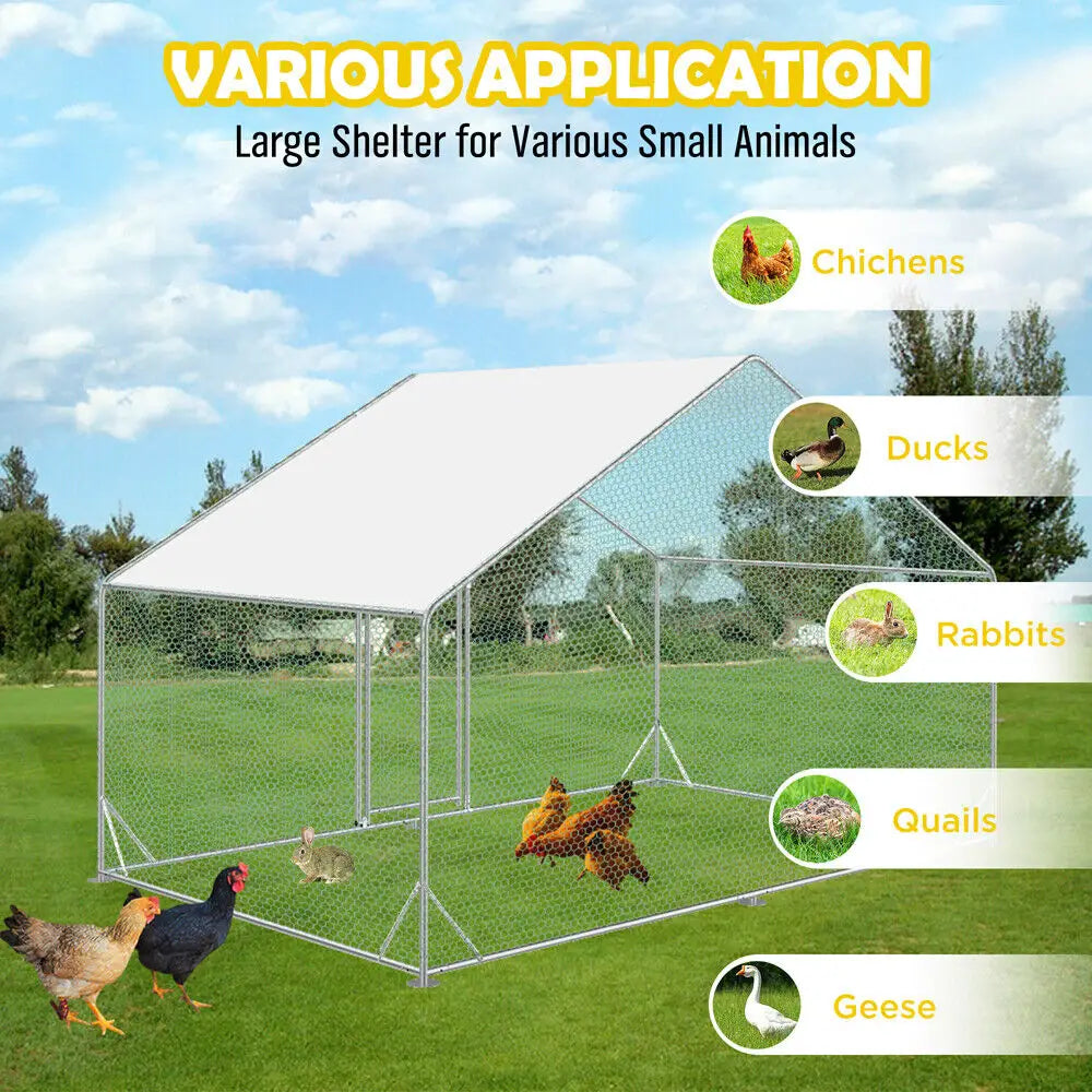 VaKa 3x2x1.95m Metal Walk-in Chicken Coop Rabbit Hutch Cage Hen House Chook Au - Pet Care > Coops & Hutches > Small