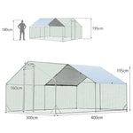VaKa 3x4x1.95m Metal Walk-in Chicken Coop Rabbit Hutch Cage Hen House Chook Au - Pet Care > Coops & Hutches > Small