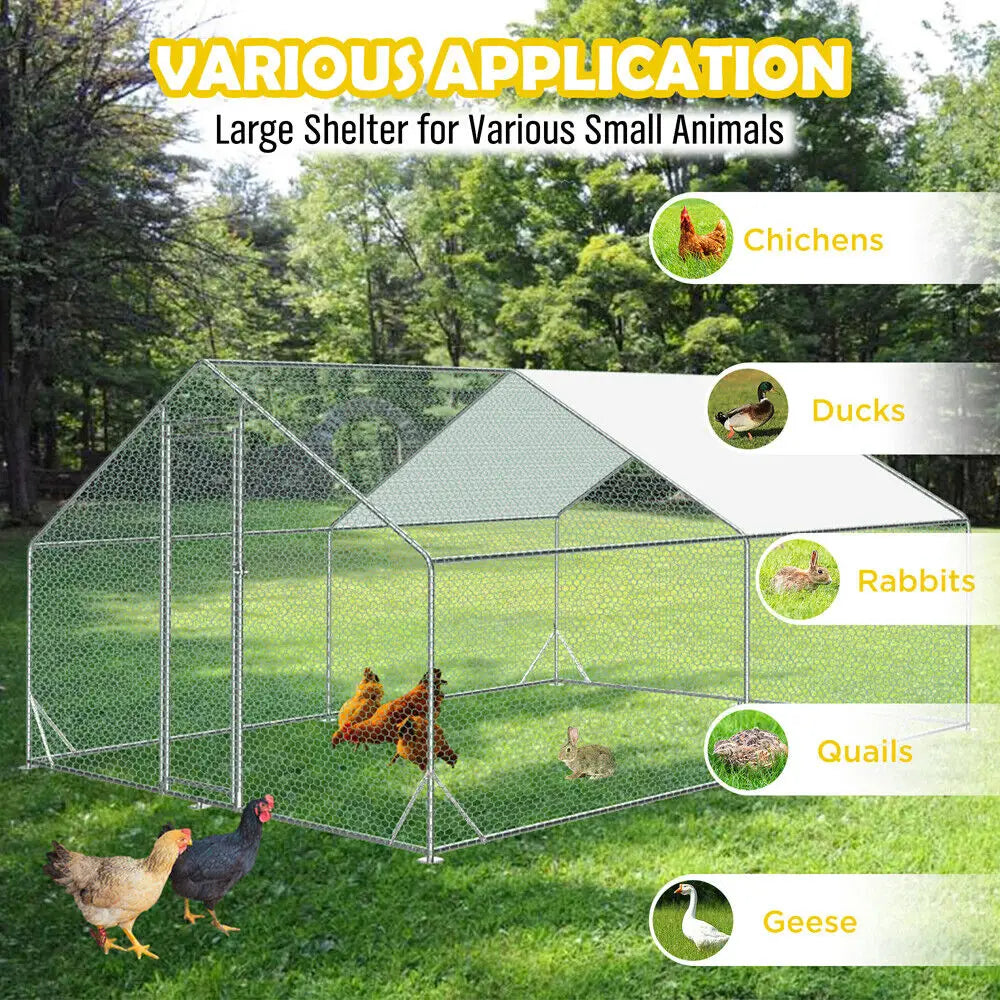 VaKa 3x4x1.95m Metal Walk-in Chicken Coop Rabbit Hutch Cage Hen House Chook Au - Pet Care > Coops & Hutches > Small
